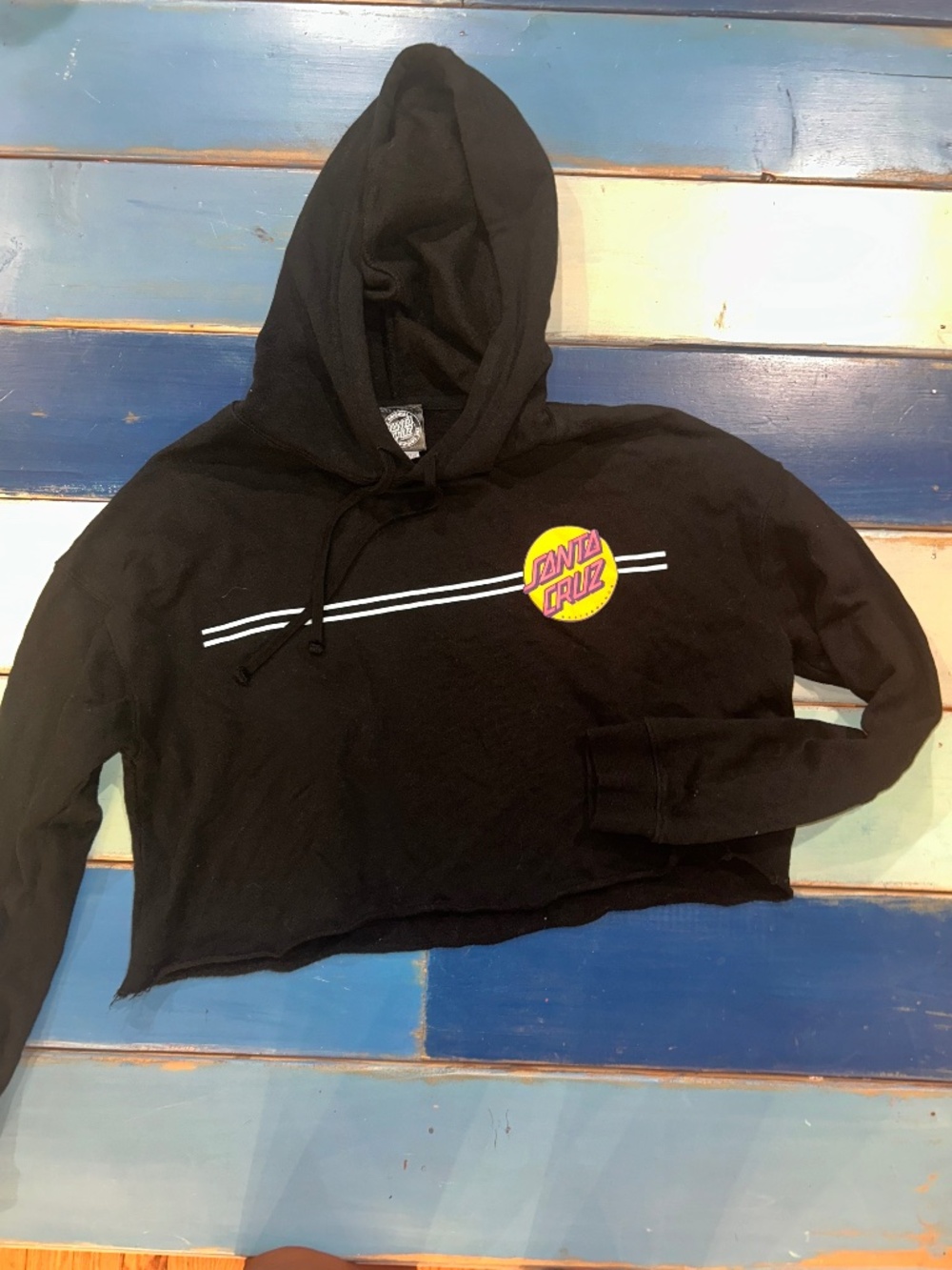 Santa Cruz Classic Dot Black Cropped Hoodie Women’s S